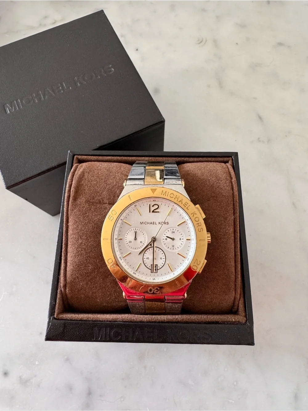 Michael Kors Women’s Two-Tone Chronograph Watch | White Dial